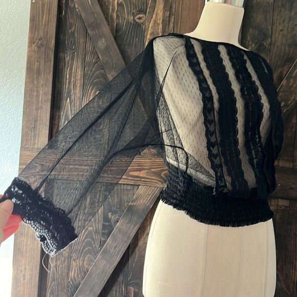 ZARA Black Sheer Blouse - Picture 3 of 13